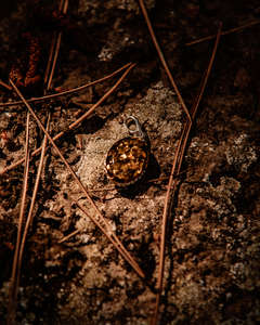 Підвіска срібна із зеленим бурштином "Розел"