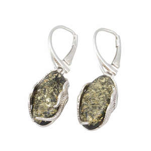 Сережки срібні з бурштином "Яслін"