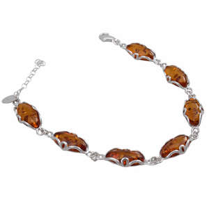 Браслет срібний з бурштином "Вілена"