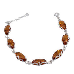 Браслет срібний з бурштином "Вілена"