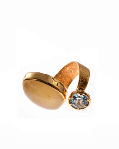 Кольцо серебряное с янтарем и топазом «Доната»