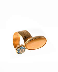 Кольцо серебряное с янтарем и топазом «Ориана»