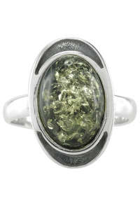 Кольцо из черненого серебра с янтарем «Орли»