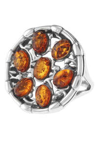 Кольцо из черненого серебра «Янтарная роса»