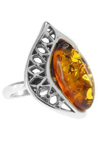 Перстень зі срібла і бурштину «Казки Шахерезади»