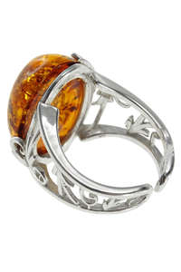 Перстень зі срібла і бурштину «Оліанна»