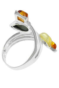 Перстень зі срібла і бурштину «Вірола»