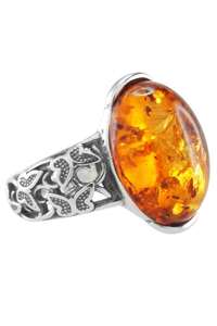 Кольцо из серебра с янтарем «Полет бабочек»