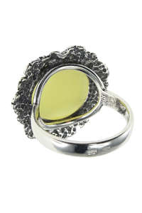 Перстень з чорненим сріблом і каменем бурштину «Літній вечір»