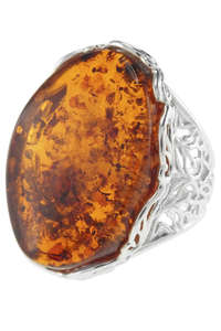 Кольцо с камнем янтаря в серебре «Юнона»
