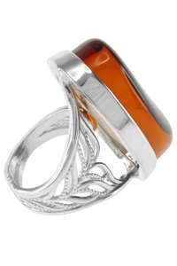 Перстень з каменем бурштину в срібній оправі «Жозефіна»