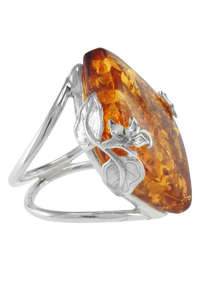 Перстень з каменем бурштину в срібній оправі «Еміра»