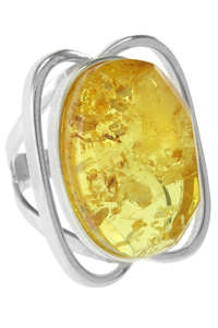 Перстень з напівпрозорим каменем бурштину «Любава»