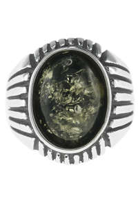 Кольцо с янтарем и черненым серебром «Модерн»