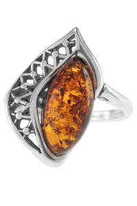 Перстень з бурштином і чорненим сріблом «Казки Шахерезади»