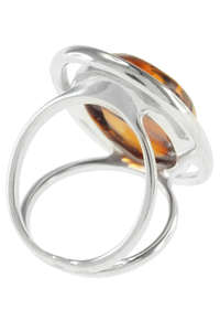 Перстень з бурштином коньячного відтінку «Ніка»