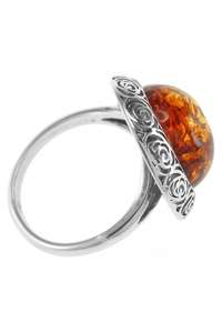 Кольцо с янтарем в серебряной оправе «Яблоневый цвет»