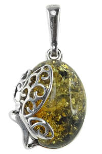 Кулон из камня янтаря в серебряной оправе «Бабочка»