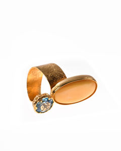 Кольцо серебряное с янтарем и топазом «Ориана»