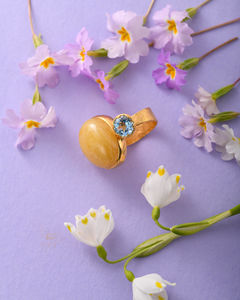 Каблучка срібна з бурштином та топазом «Джада»