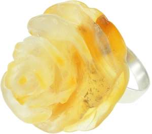 Срібний перстень «Троянда з бурштину»