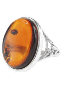 Серебряное кольцо с камнем янтаря «Николь»