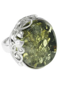 Серебряное кольцо с камнем янтаря «Элира»