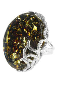 Срібний перстень з каменем бурштину «Міраж»