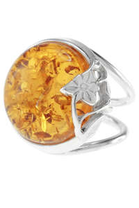 Срібний перстень з каменем бурштину «Літній настрій»