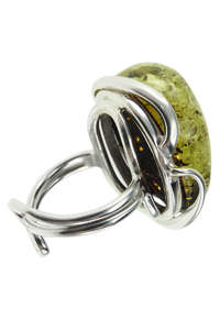 Срібний перстень з каменем бурштину «Кайла»