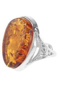 Серебряное кольцо с камнем янтаря «Белинда»