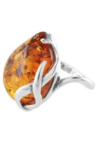 Срібний перстень з каменем бурштину «Загадка»
