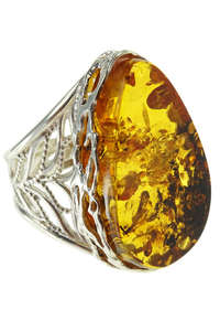 Серебряное кольцо с камнем янтаря «Жозефина»