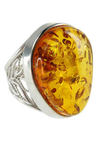 Серебряное кольцо с камнем янтаря «Жозефина»