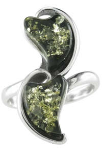 Серебряное кольцо с камнями янтаря «Леона»
