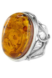 Серебряное кольцо с янтарем «Теона»