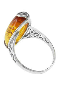 Срібний перстень з бурштином «Ембер»