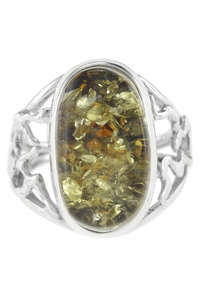 Серебряное кольцо с янтарем «Божена»