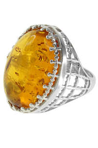 Срібний перстень з бурштином «Династія»