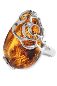 Срібний перстень з бурштином «Лінсі»
