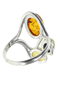 Срібний перстень з бурштином «Тріада»