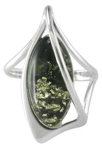 Срібний перстень з бурштиновим каменем «Мія»