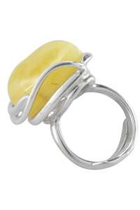Срібний перстень зі світлим каменем бурштину «Кайла»