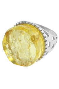 Срібний перстень зі світлим бурштином «Аврора»