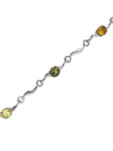 Серебряный браслет с разноцветным янтарем «Принц»