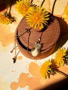Серебряный браслет с янтарем в позолоте «Сова»