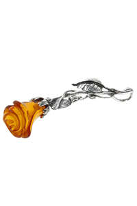 Серебряный кулон с янтарем «Янтарная роза»