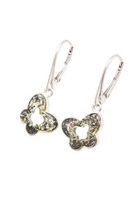 Сережки з бурштином і сріблом «Метелики»