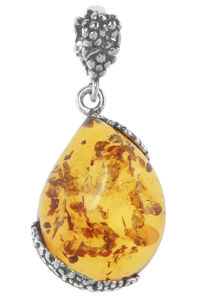 Кулон из черненого серебра с янтарем «Калли»