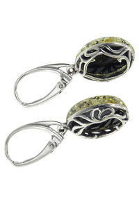 Серьги с янтарем и серебром «Армео»